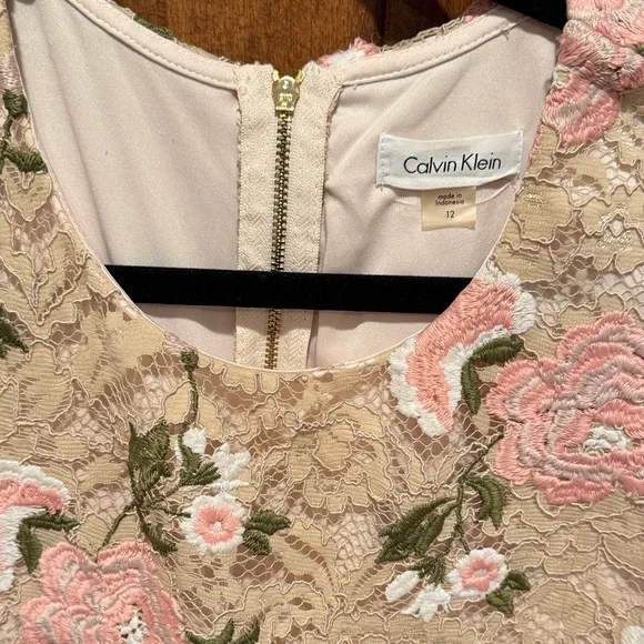 Calvin Klein Pink Floral Lace Mini Dress - Picture 2 of 11